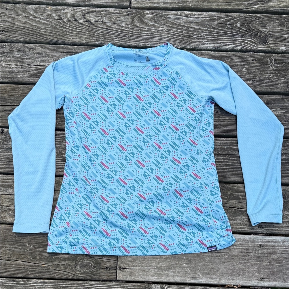 Patagonia Light Blue Geometric Long Sleeve Shirt